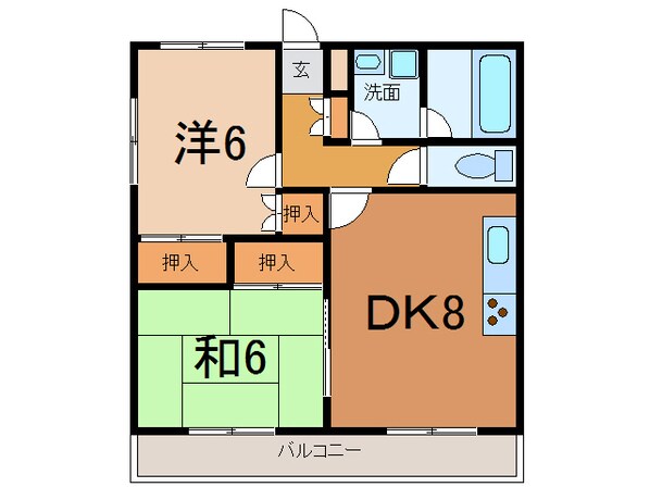 花園 徒歩3分 2階の物件間取画像